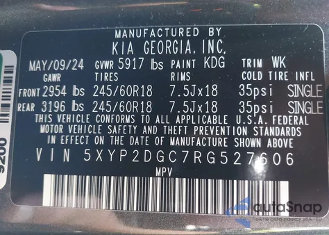 2024 Kia Telluride Lx from USA, damaged, VIN 5XYP2DGC7RG527606
